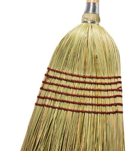Corn Broom with Wood Handle, Heavy Duty, Indoor and Outdoor